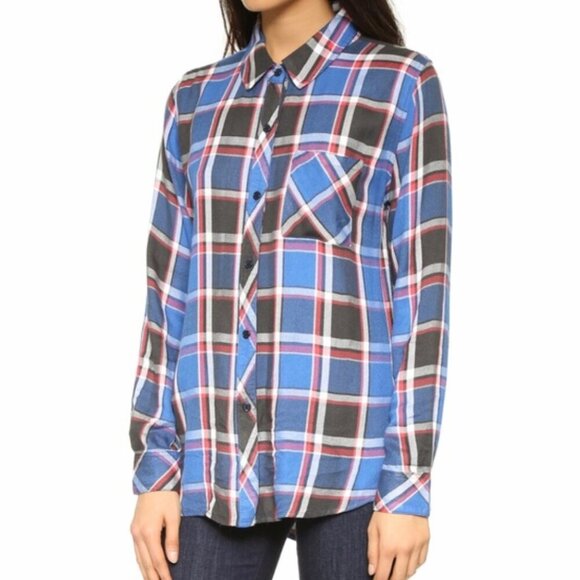 Rails Hunter Blue Black Red Flannel Button Down Shirt Size Large - Picture 9 of 9